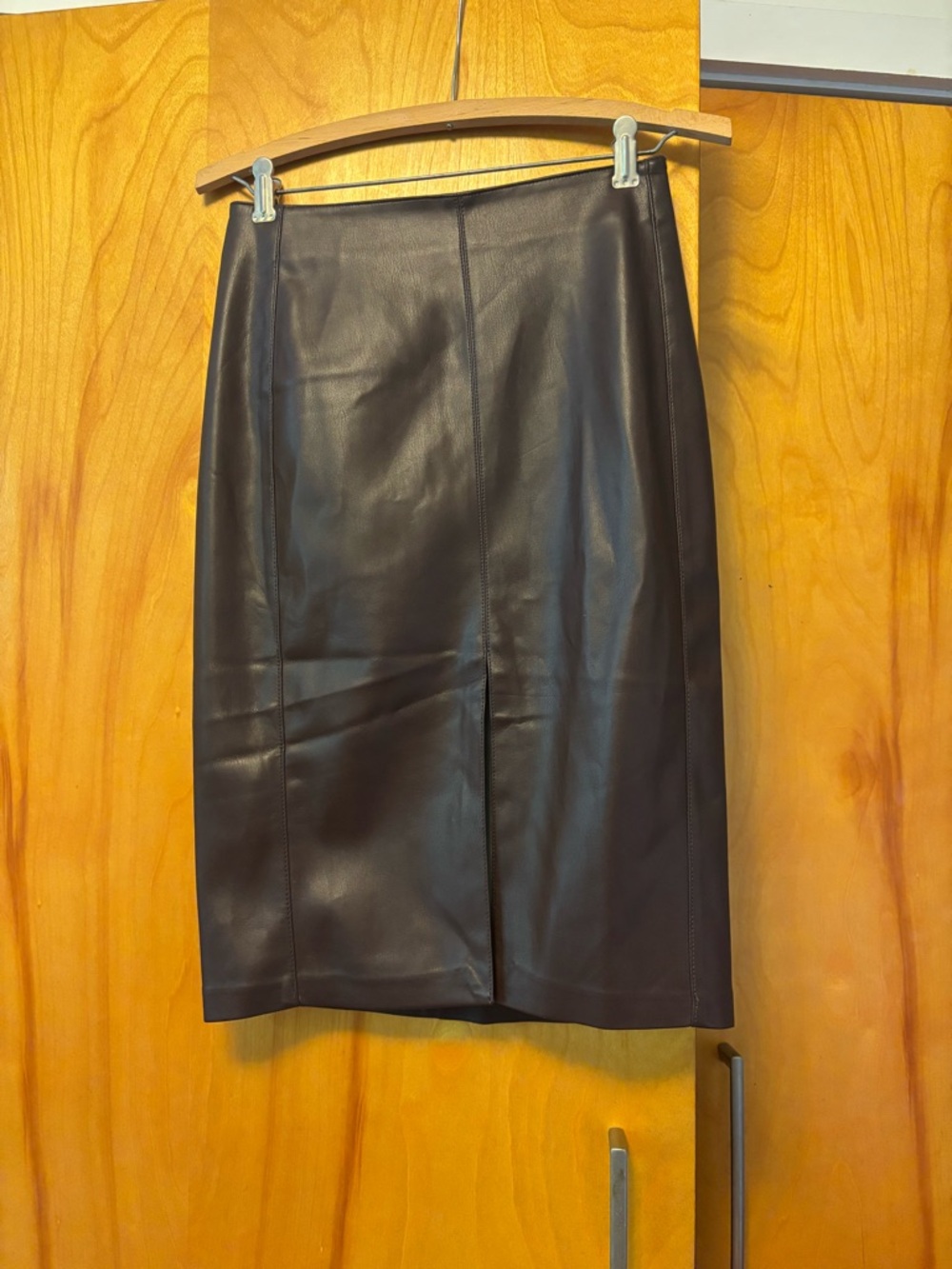 Mango Brown Leather-Effect Pencil Skirt NWT
